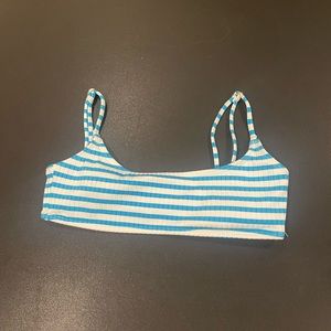 blue and white striped cotton on swimsuit top